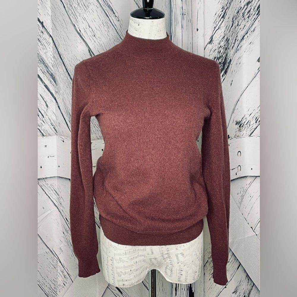 Lord & Taylor Cashmere Mock Turtleneck Sweater Brown S
